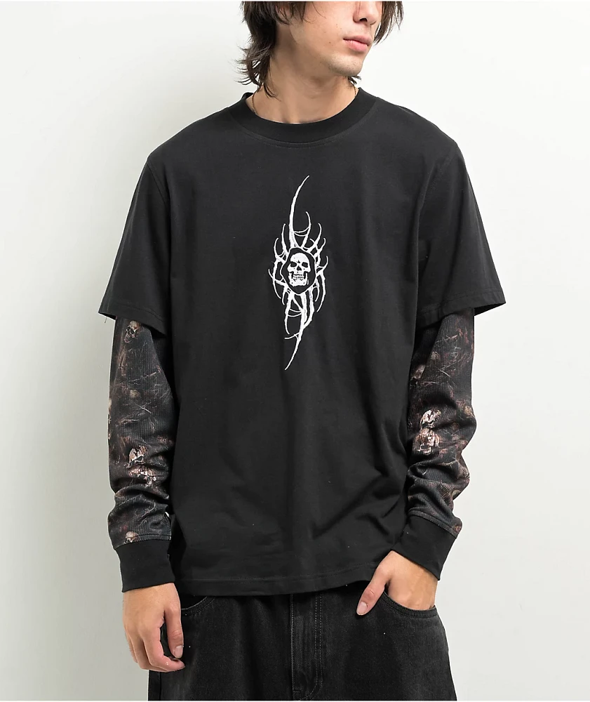 Lurking Class By Sketchy x Kyle Grand Sin Black & Camo 2fer Long Sleeve T-Shirt