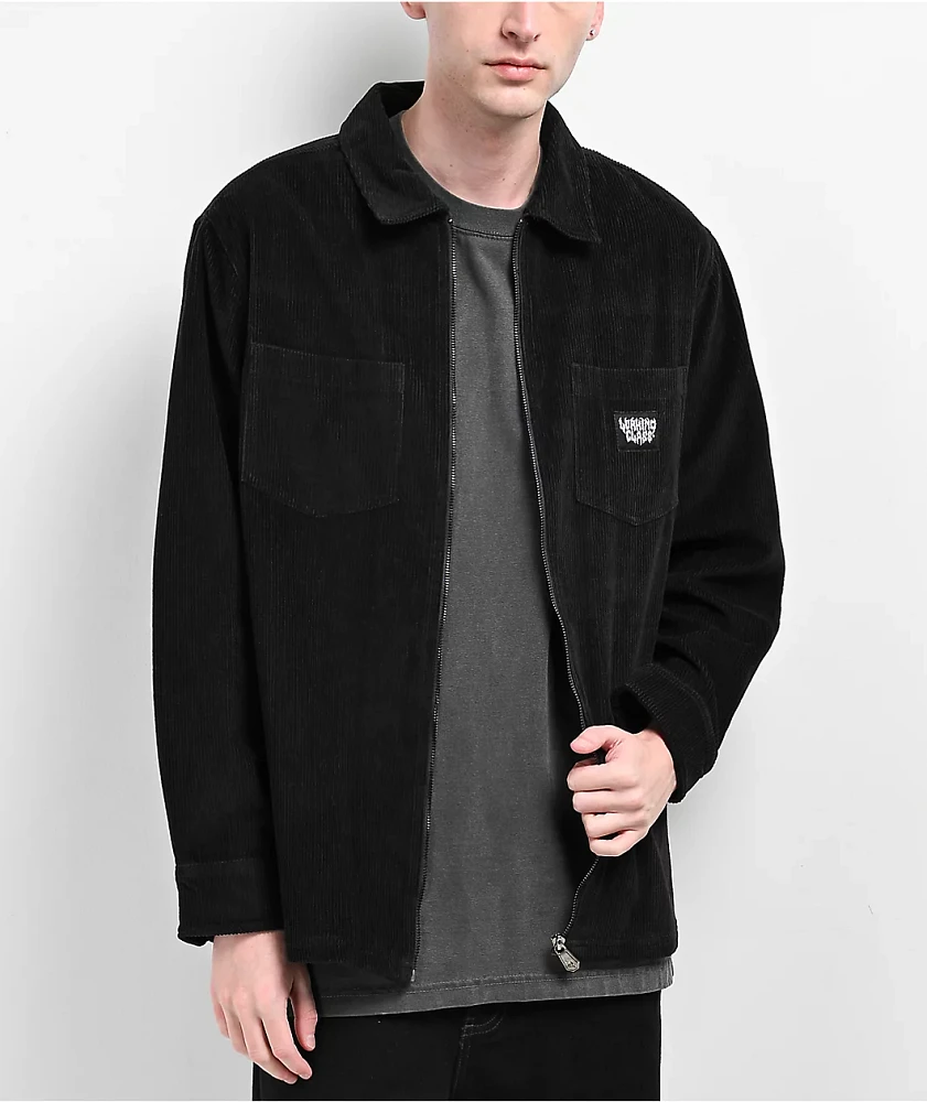 Lurking Class by Sketchy Tank Barbed Web Black Corduroy Zip Work Shirt 