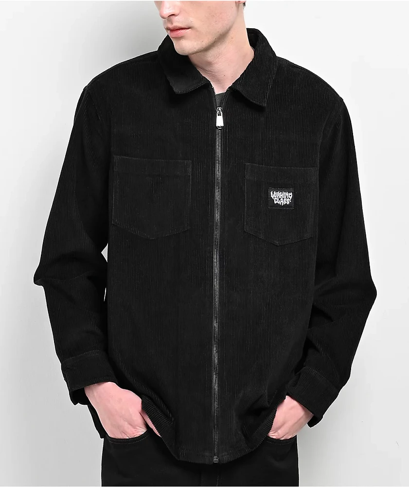 Lurking Class by Sketchy Tank Barbed Web Black Corduroy Zip Work Shirt 