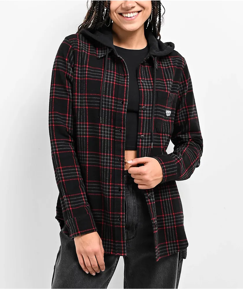 Lurking Class by Sketchy Tank Barbed Web Black Hooded Flannel Shirt