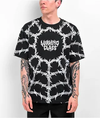 Lurking Class by Sketchy Tank Barbed Wire Black T-Shirt