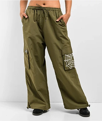 Lurking Class by Sketchy Tank Barbed Wire Olive Parachute Pants