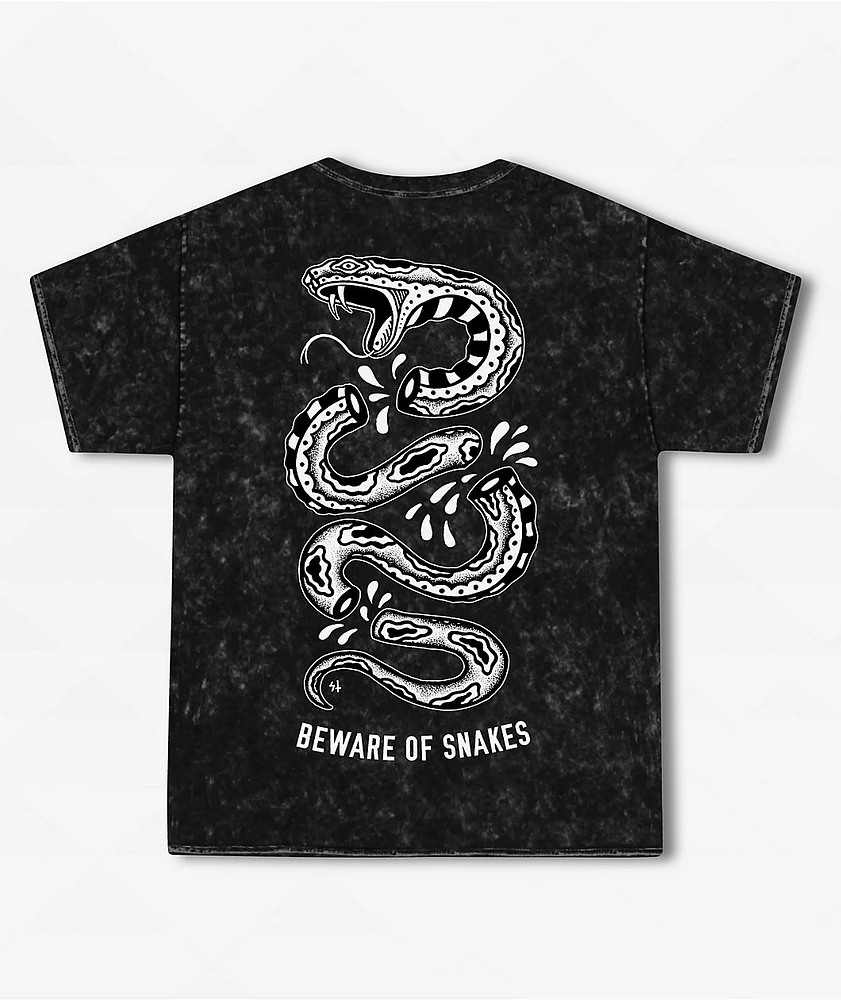 Lurking Class by Sketchy Tank Beware Of Snakes Black Wash T-Shirt