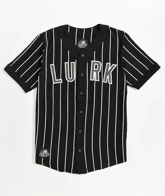 Lurking Class by Sketchy Tank Black & White Pinstripe Baseball Jersey