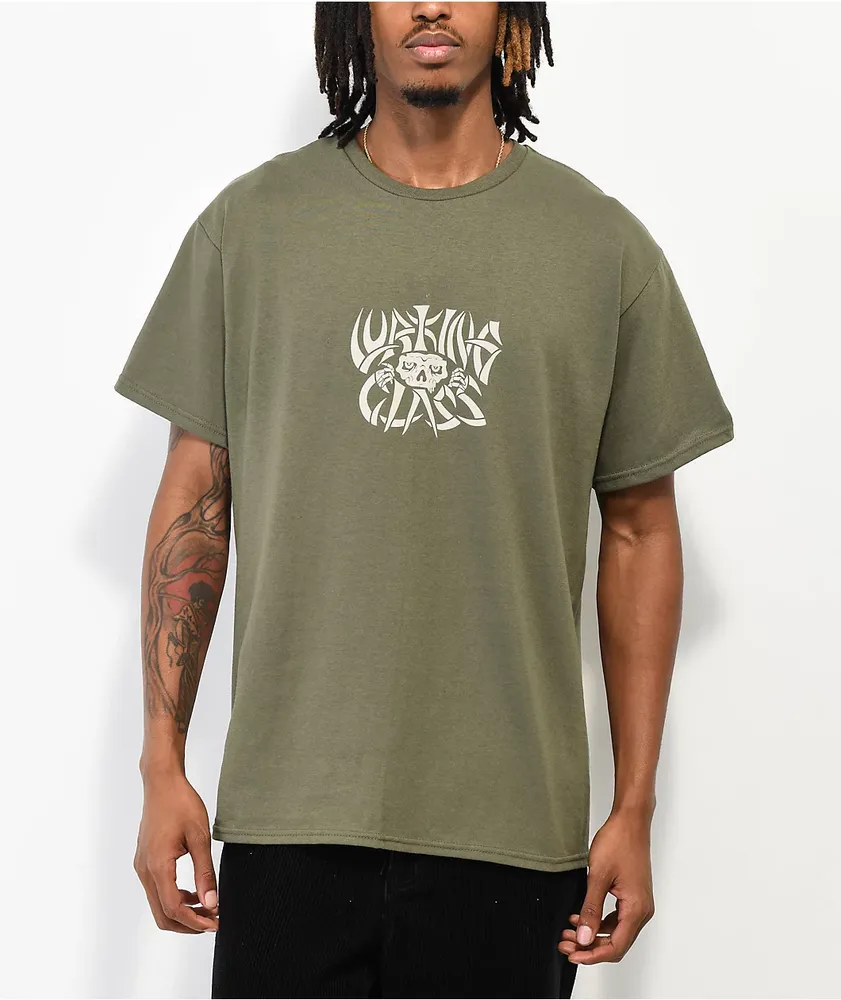Lurking Class by Sketchy Tank Bonehead Military Green T-Shirt