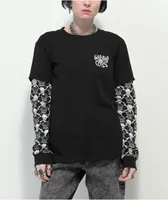 Lurking Class by Sketchy Tank Bones Black 2fer Long Sleeve T-Shirt