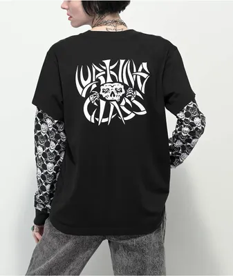 Lurking Class by Sketchy Tank Bones Black 2fer Long Sleeve T-Shirt