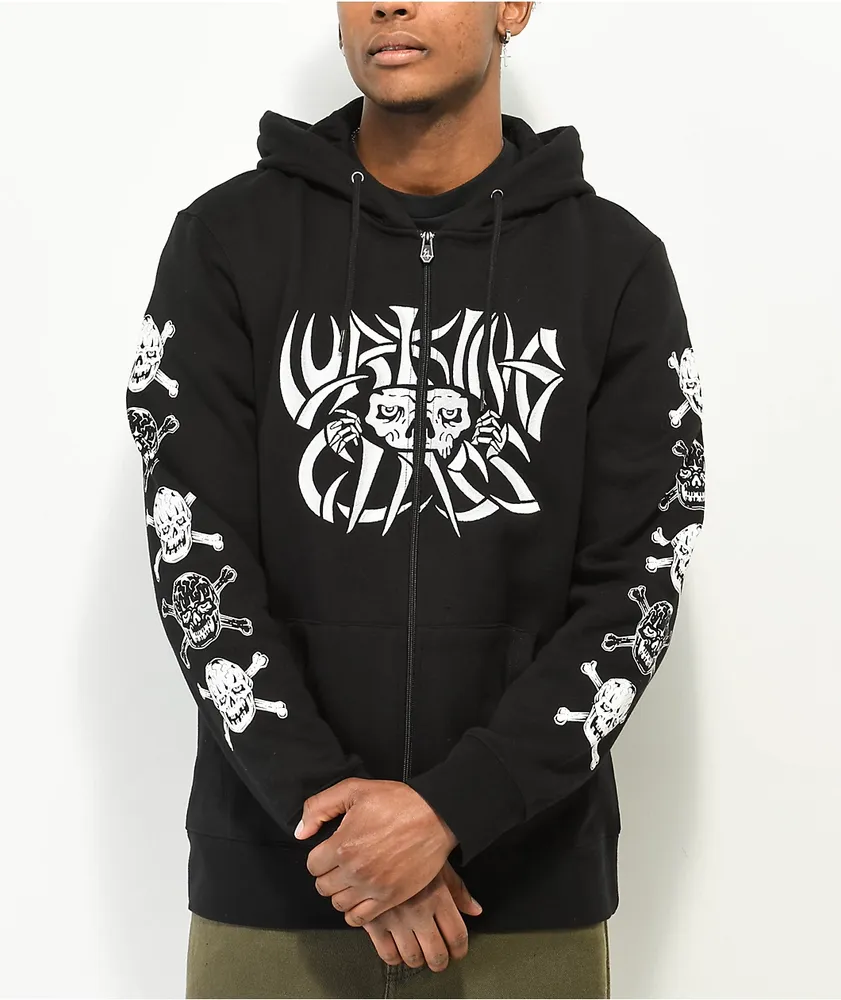 Lurking Class by Sketchy Tank Bones Black Zip Hoodie