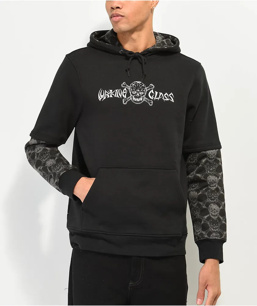 Lurking Class by Sketchy Tank Bones Layered Black Hoodie