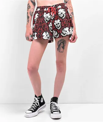 Lurking Class by Sketchy Tank Burner Black & Red Board Shorts