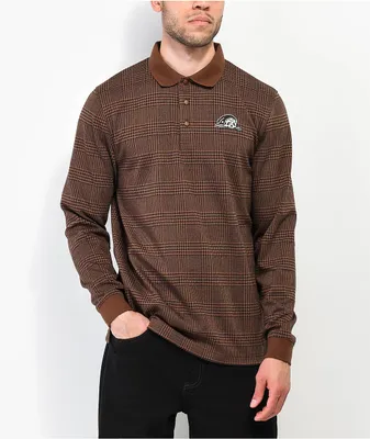 Lurking Class by Sketchy Tank Burnout Brown Long Sleeve Polo Shirt