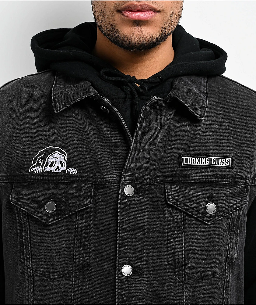 Lurking Class by Sketchy Tank Burnouts Black Denim Vest