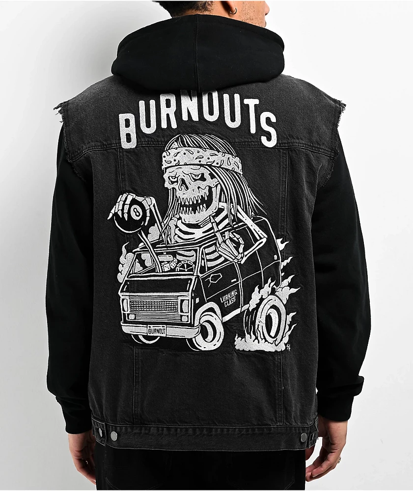 Lurking Class by Sketchy Tank Burnouts Black Denim Vest