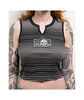 Lurking Class by Sketchy Tank Chain Stripe Black & Grey Raglan Crop Tank Top