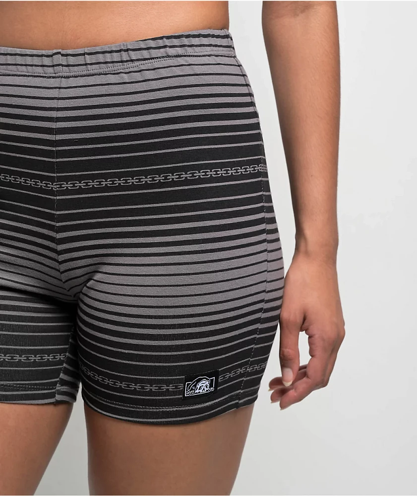 Lurking Class by Sketchy Tank Chain Stripe Black & Grey Shorts