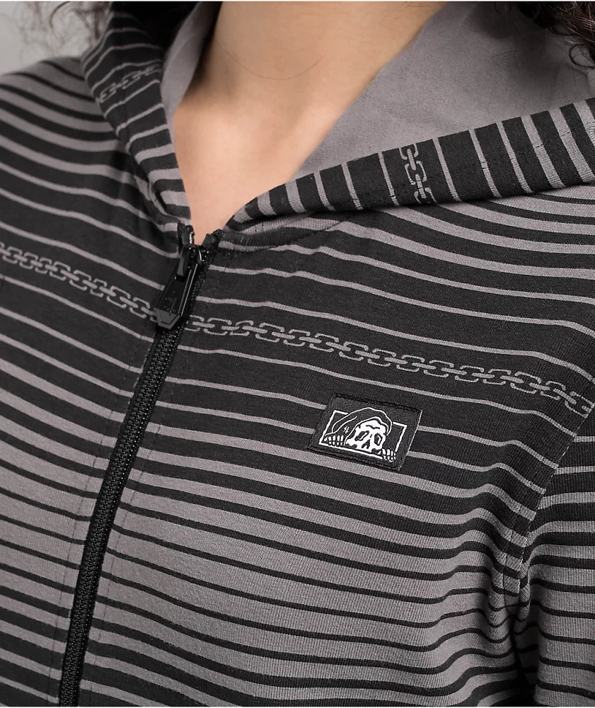Lurking Class by Sketchy Tank Chain Stripe Black & Grey Zip Hoodie