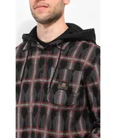 Lurking Class by Sketchy Tank Coffin Red & Black Plaid Hooded Flannel