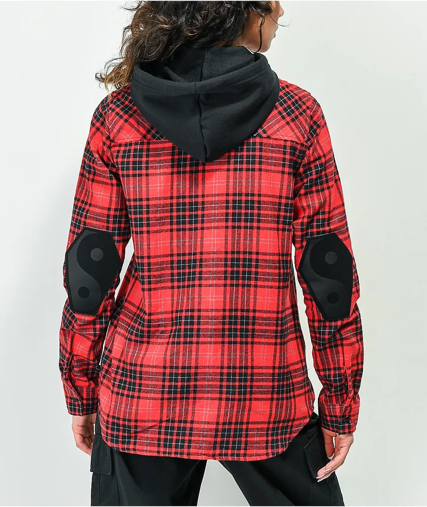 Departwest Hooded Plaid Thermal Shirt - Men's Shirts in Red