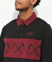 Lurking Class by Sketchy Tank Crossed Black & Burgundy Rugby Shirt