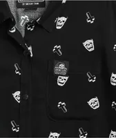 Lurking Class by Sketchy Tank Cry Print Black Short Sleeve Button Up Shirt
