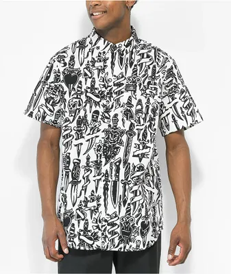Lurking Class by Sketchy Tank Daggers Black & White Short Sleeve Button Up Shirt 