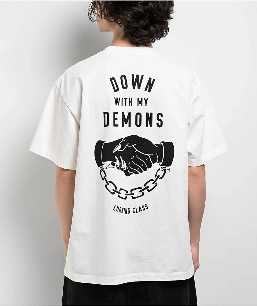 Lurking Class by Sketchy Tank Down With My Demons White T-Shirt