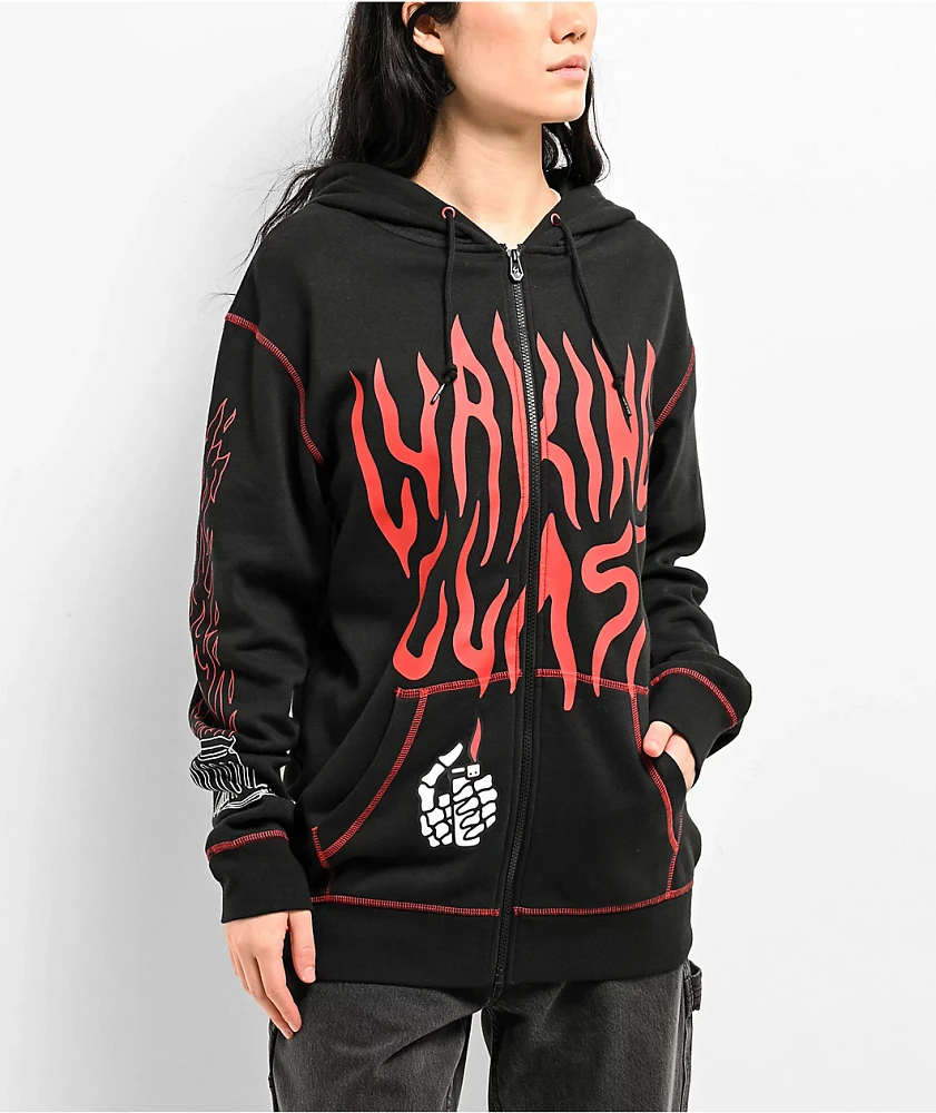 Lurking Class by Sketchy Tank Dumpster Fire Black Zip Hoodie