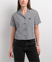 Lurking Class by Sketchy Tank Gingham Thorn Black & White Flannel Crop Shirt