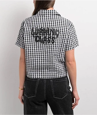 Lurking Class by Sketchy Tank Gingham Thorn Black & White Flannel Crop Shirt