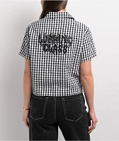 Lurking Class by Sketchy Tank Gingham Thorn Black & White Flannel Crop Shirt