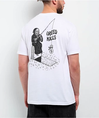 Lurking Class by Sketchy Tank Greed White T-Shirt