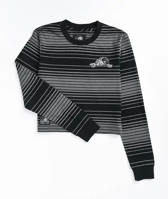 Lurking Class by Sketchy Tank Hombre Black & Grey Stripe Crop Long Sleeve T-Shirt