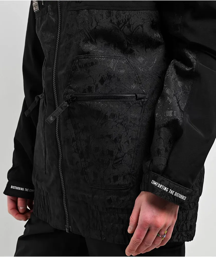 Lurking Class by Sketchy Tank Jacquard Skulls 10K Black Snowboard Jacket