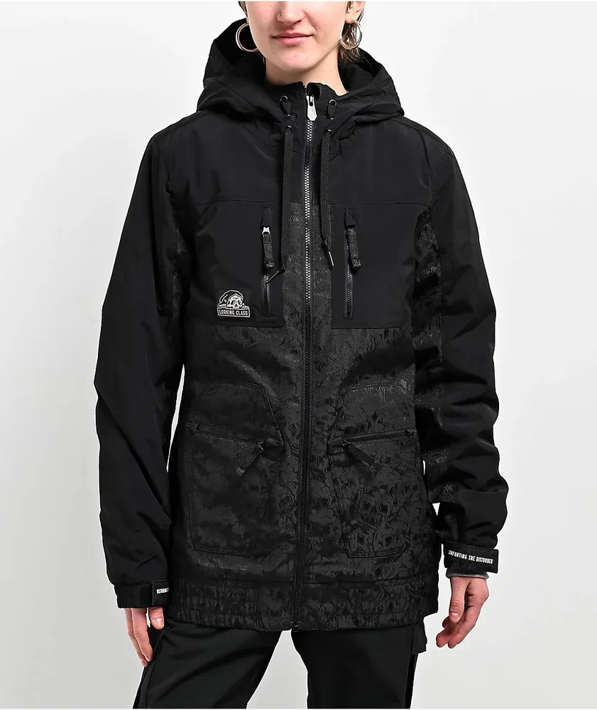 Lurking Class by Sketchy Tank Jacquard Skulls 10K Black Snowboard Jacket