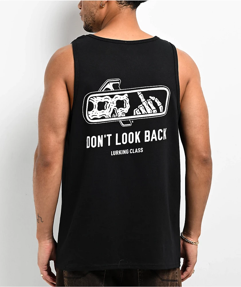 Lurking Class by Sketchy Tank Look Back Black Tank Top