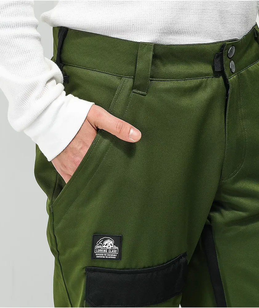 Lurking Class by Sketchy Tank Lurk Wear Green 10K Cargo Snowboard Pants