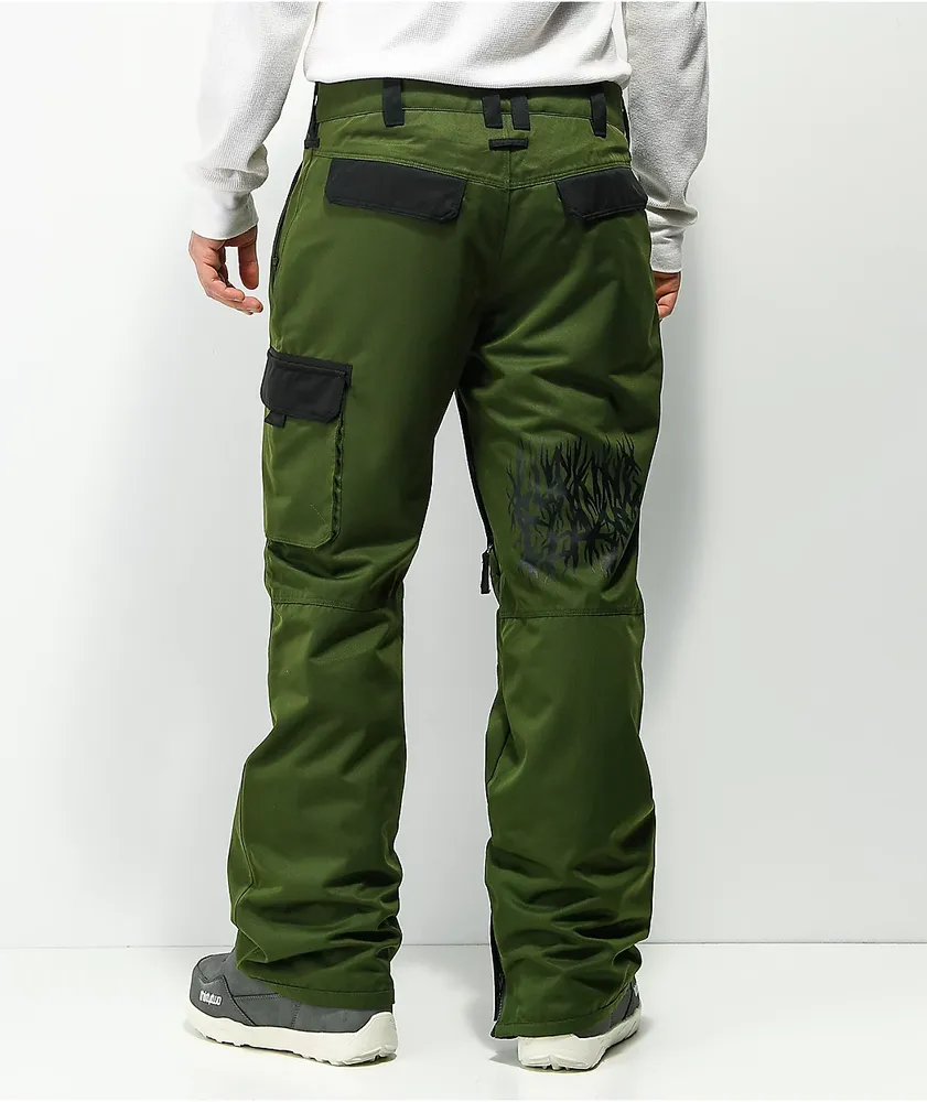 Lurking Class by Sketchy Tank Lurk Wear Green 10K Cargo Snowboard Pants