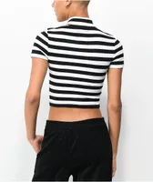 Lurking Class by Sketchy Tank Lurker Black & White Stripe Mock Neck Crop Top