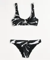 Lurking Class by Sketchy Tank Lurker Black & White Tie Dye Bikini Top