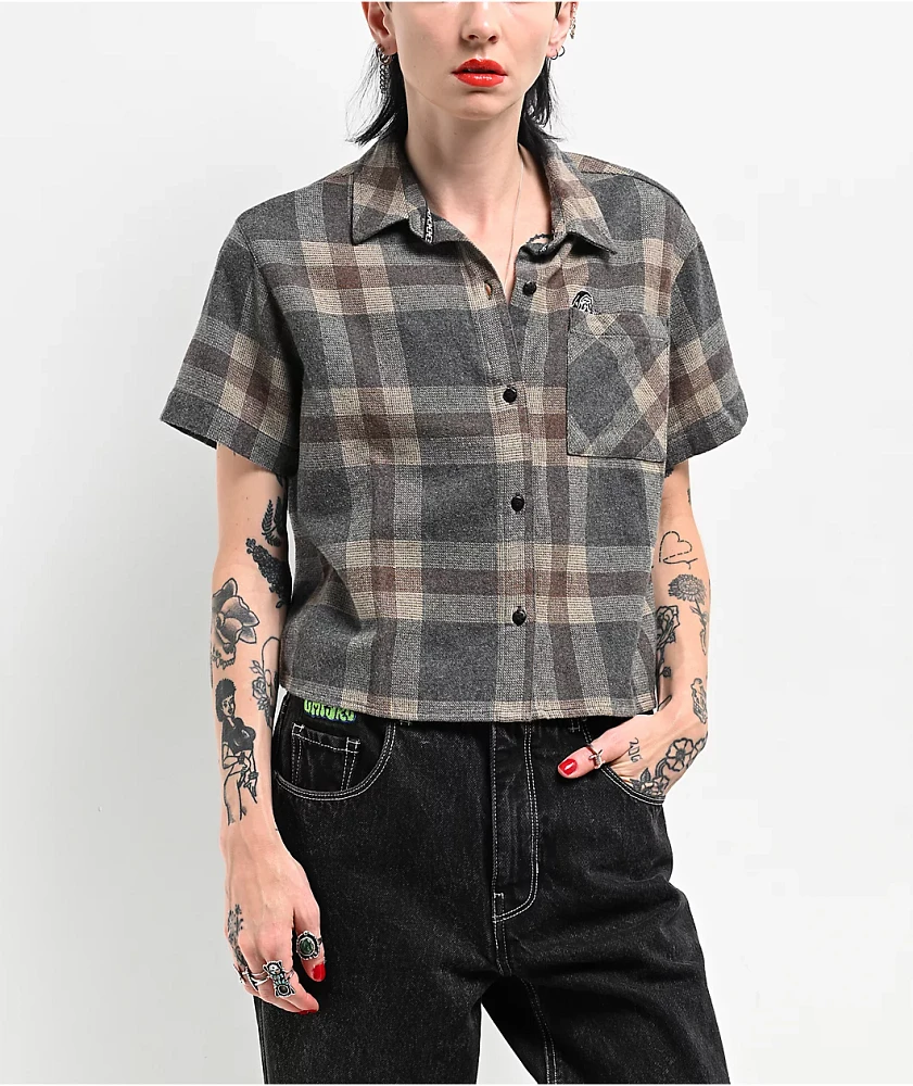 Lurking Class by Sketchy Tank Lurker Grey Flannel Crop Shirt