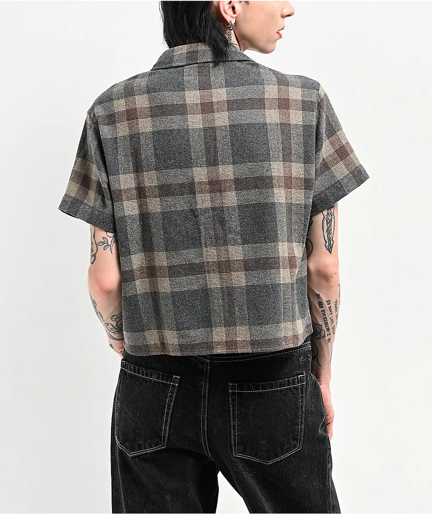 Lurking Class by Sketchy Tank Lurker Grey Flannel Crop Shirt