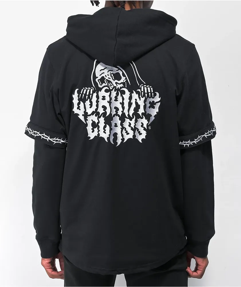 Lurking Class by Sketchy Tank Lurker Layered Black Baseball Hoodie