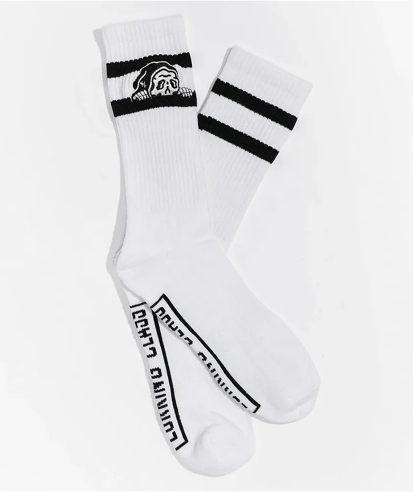 Lurking Class by Sketchy Tank Lurker White & Black Stripe Crew Socks