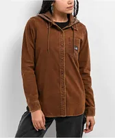 Lurking Class by Sketchy Tank Mariposa Brown Hooded Flannel Shirt