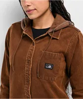 Lurking Class by Sketchy Tank Mariposa Brown Hooded Flannel Shirt