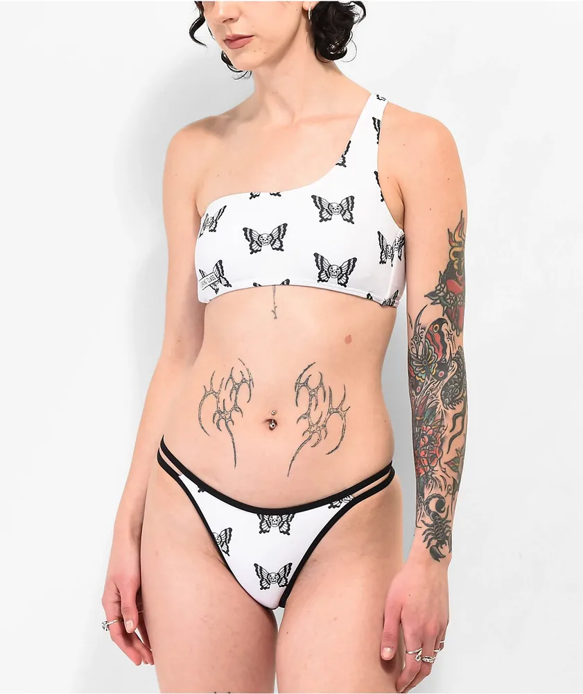 Lurking Class by Sketchy Tank Marble White Bralette Bikini Top