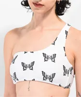 Lurking Class by Sketchy Tank Mariposa White One Shoulder Bikini Top