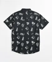 Lurking Class by Sketchy Tank Mixed Black Short Sleeve Button Up Shirt