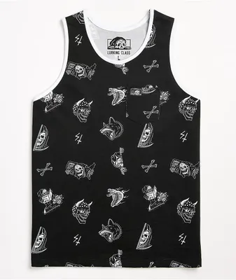 Lurking Class by Sketchy Tank Mixed Black Tank Top