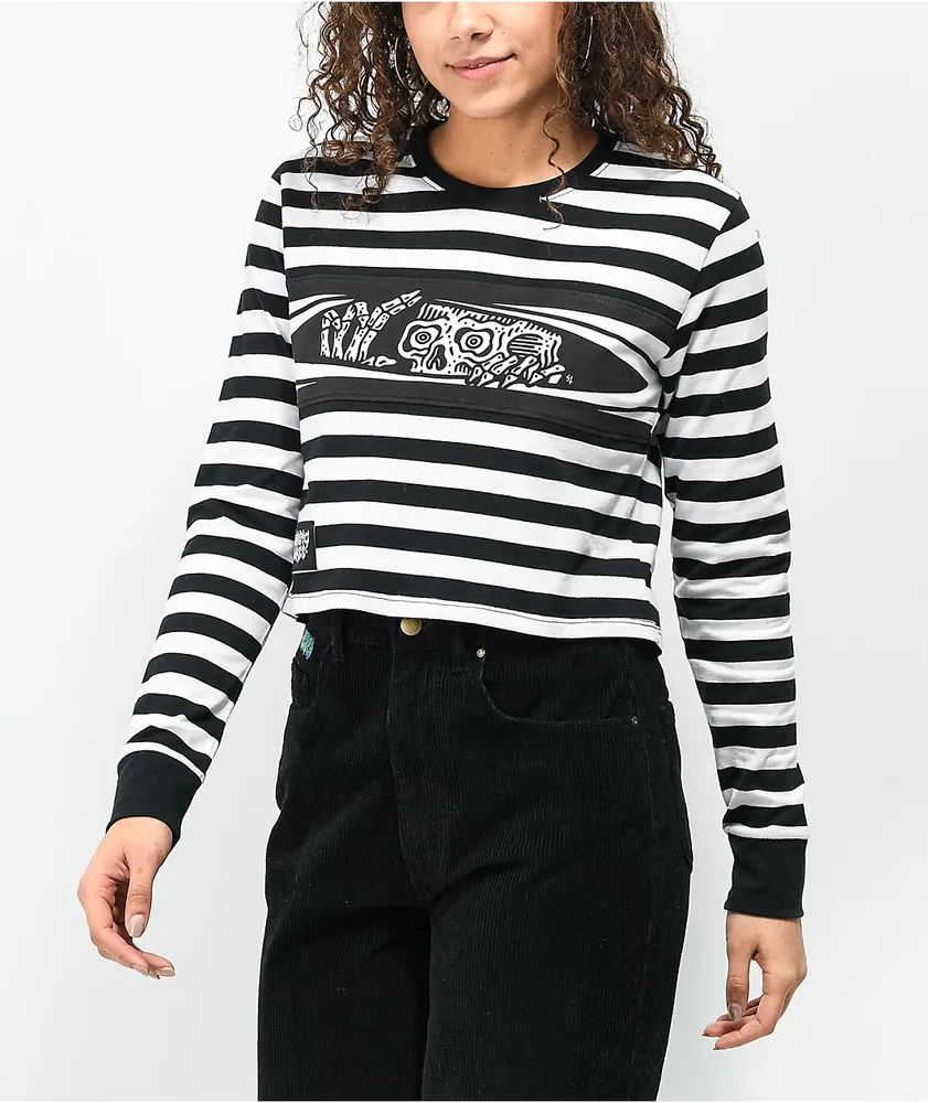 Lurking Class by Sketchy Tank Mock Neck Long Sleeve Crop Top